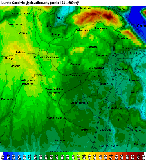 Zoom OUT 2x Lurate Caccivio, Italy elevation map