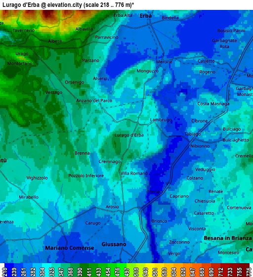 Zoom OUT 2x Lurago d'Erba, Italy elevation map