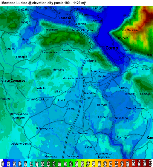 Zoom OUT 2x Montano Lucino, Italy elevation map