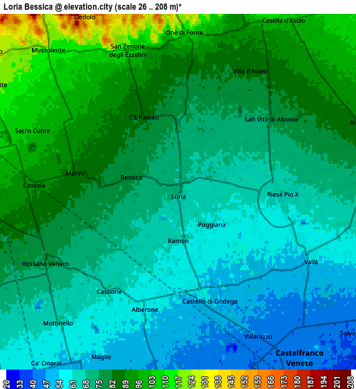 Zoom OUT 2x Loria Bessica, Italy elevation map