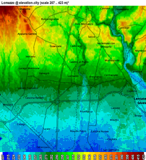 Zoom OUT 2x Lomazzo, Italy elevation map