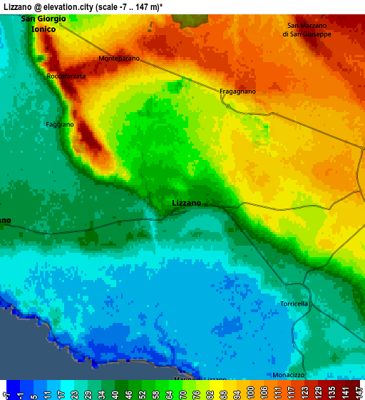 Zoom OUT 2x Lizzano, Italy elevation map