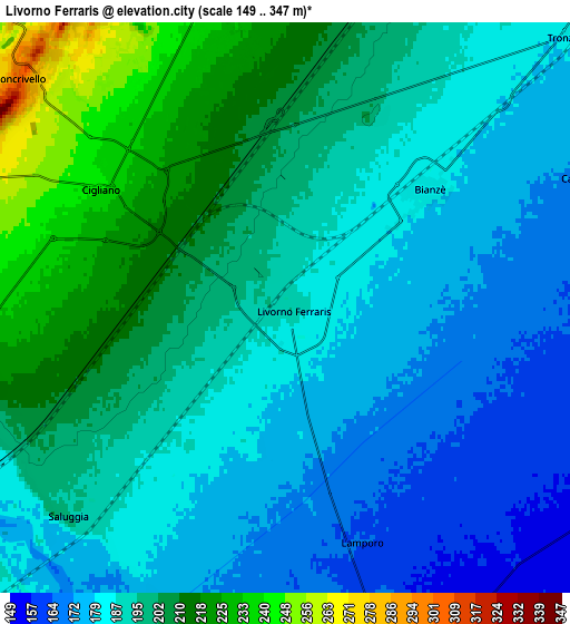 Zoom OUT 2x Livorno Ferraris, Italy elevation map
