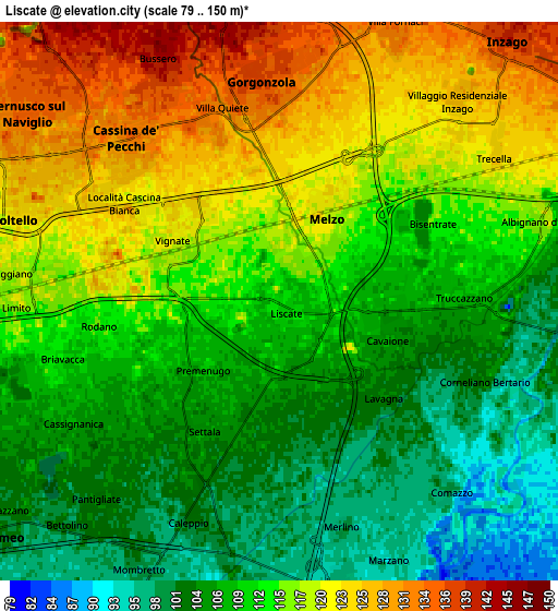 Zoom OUT 2x Liscate, Italy elevation map