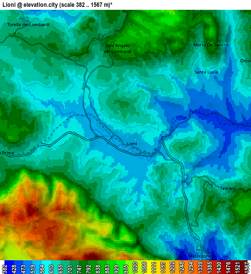 Zoom OUT 2x Lioni, Italy elevation map