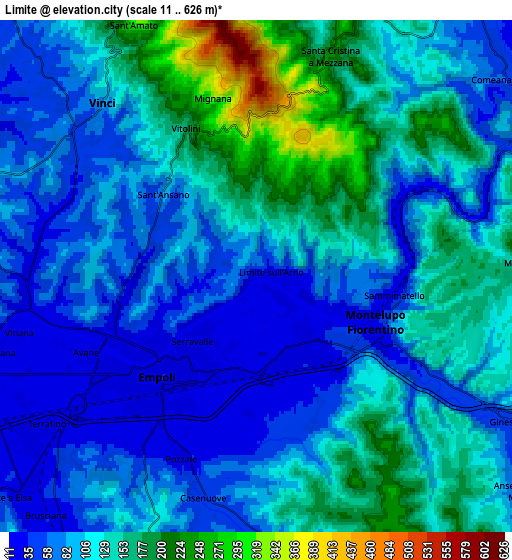 Zoom OUT 2x Limite, Italy elevation map