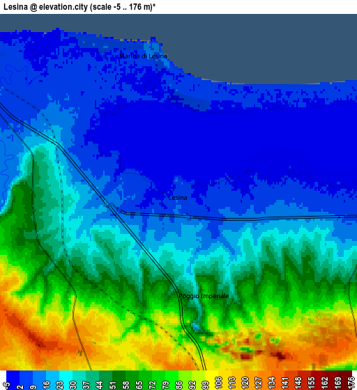 Zoom OUT 2x Lesina, Italy elevation map