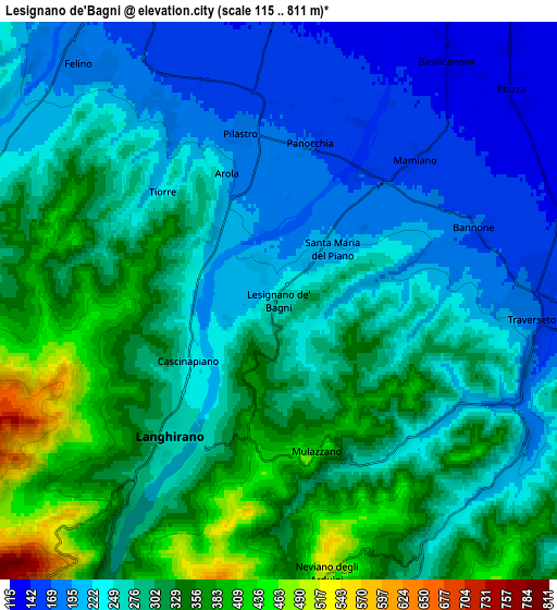 Zoom OUT 2x Lesignano de'Bagni, Italy elevation map