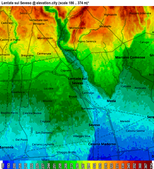 Zoom OUT 2x Lentate sul Seveso, Italy elevation map