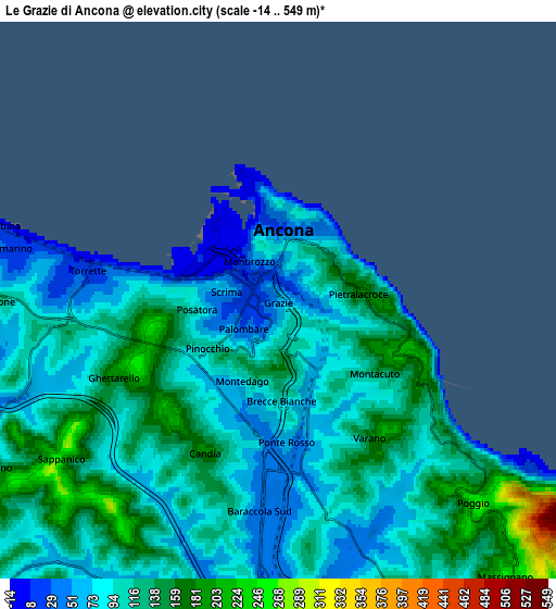 Zoom OUT 2x Le Grazie di Ancona, Italy elevation map