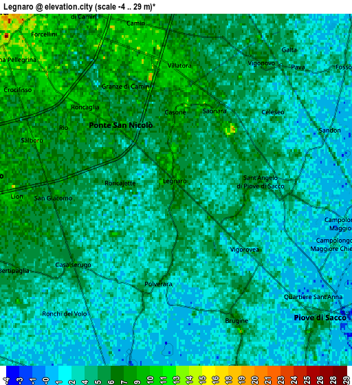 Zoom OUT 2x Legnaro, Italy elevation map