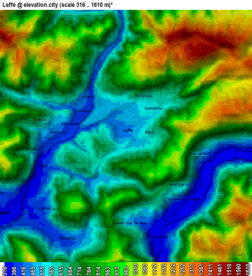 Zoom OUT 2x Leffe, Italy elevation map