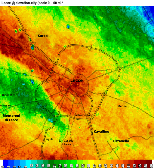 Zoom OUT 2x Lecce, Italy elevation map