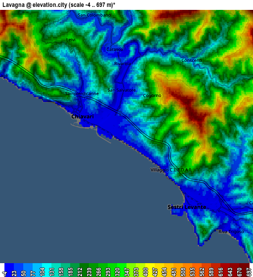 Zoom OUT 2x Lavagna, Italy elevation map