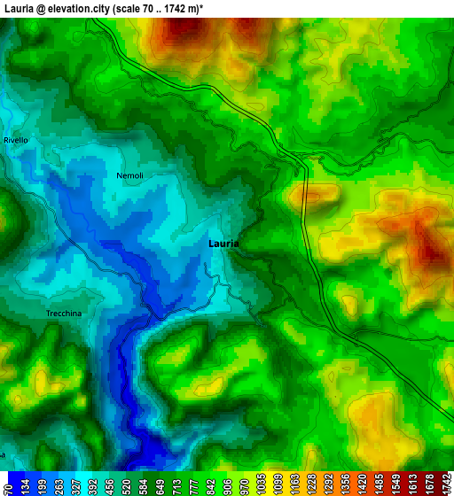 Zoom OUT 2x Lauria, Italy elevation map