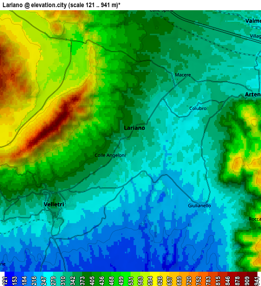 Zoom OUT 2x Lariano, Italy elevation map