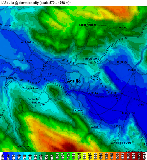 Zoom OUT 2x L'Aquila, Italy elevation map