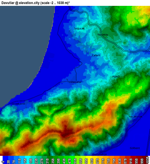 Zoom OUT 2x Davutlar, Turkey elevation map