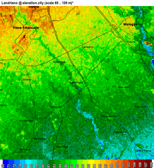 Zoom OUT 2x Landriano, Italy elevation map