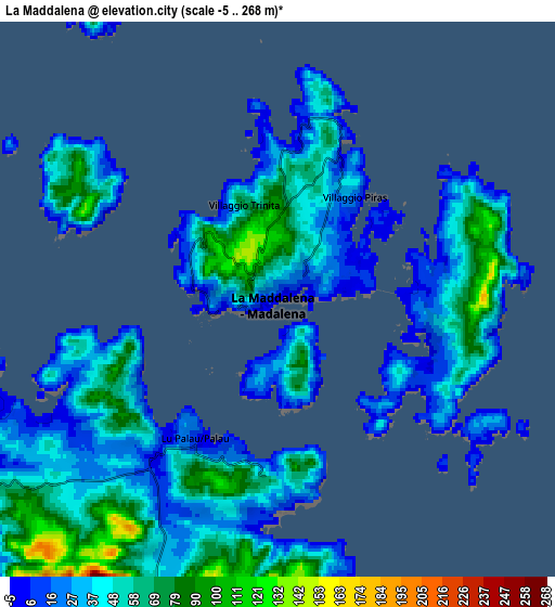 Zoom OUT 2x La Maddalena, Italy elevation map