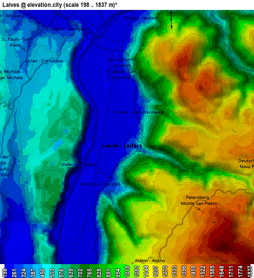 Zoom OUT 2x Laives, Italy elevation map