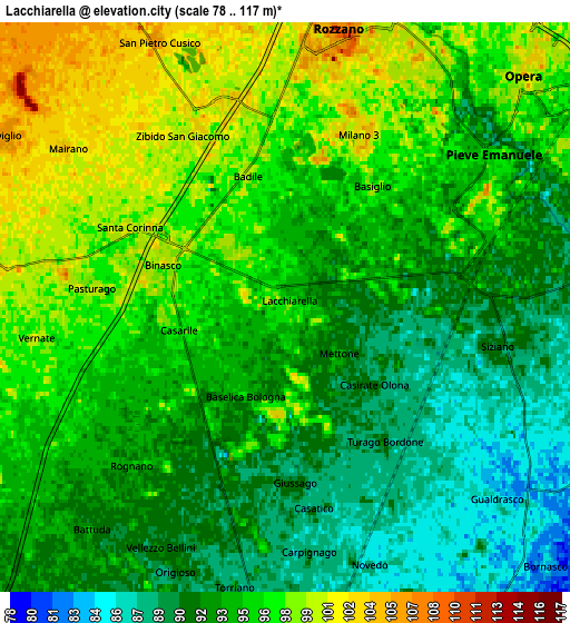 Zoom OUT 2x Lacchiarella, Italy elevation map