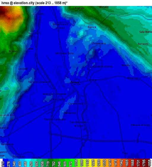 Zoom OUT 2x Ivrea, Italy elevation map