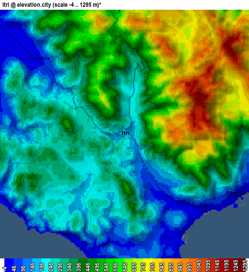 Zoom OUT 2x Itri, Italy elevation map