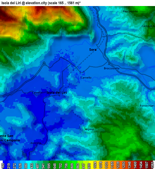 Zoom OUT 2x Isola del Liri, Italy elevation map