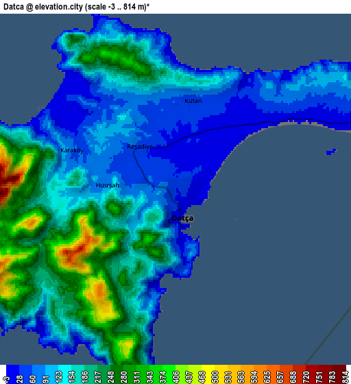 Zoom OUT 2x Datça, Turkey elevation map