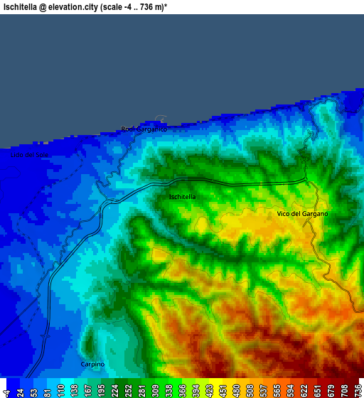Zoom OUT 2x Ischitella, Italy elevation map