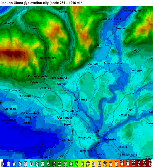 Zoom OUT 2x Induno Olona, Italy elevation map