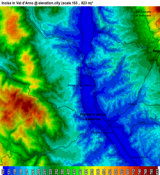 Zoom OUT 2x Incisa in Val d'Arno, Italy elevation map