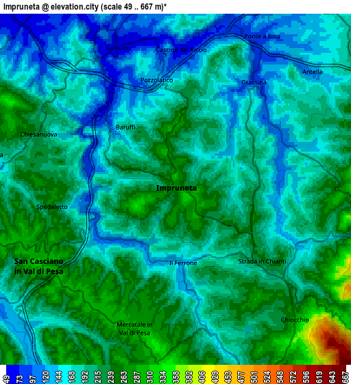 Zoom OUT 2x Impruneta, Italy elevation map