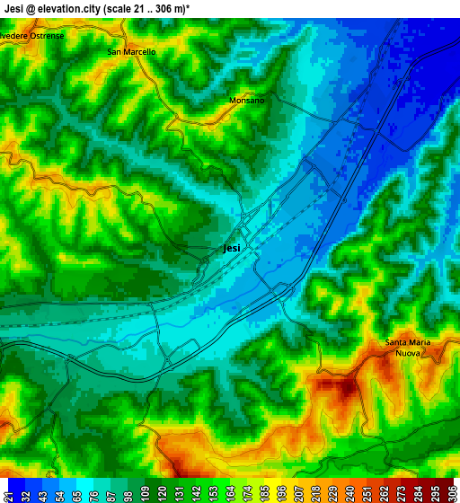 Zoom OUT 2x Jesi, Italy elevation map