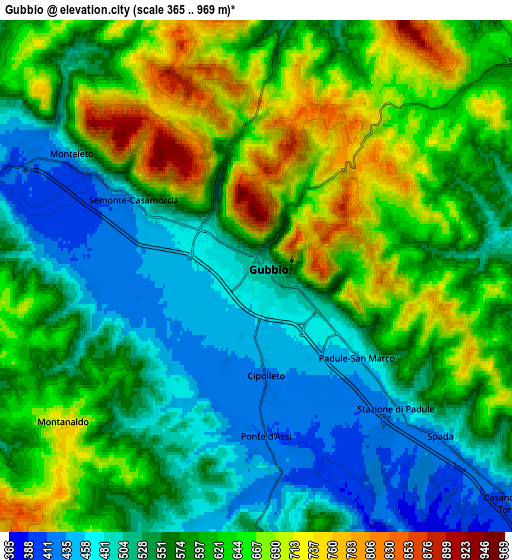 Zoom OUT 2x Gubbio, Italy elevation map