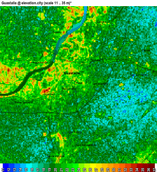 Zoom OUT 2x Guastalla, Italy elevation map