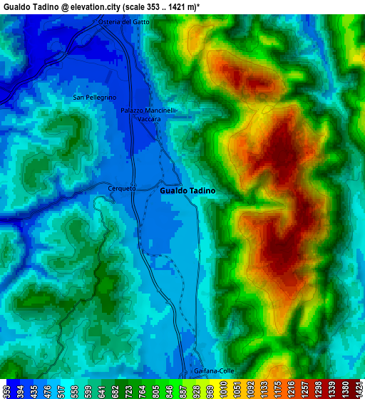 Zoom OUT 2x Gualdo Tadino, Italy elevation map