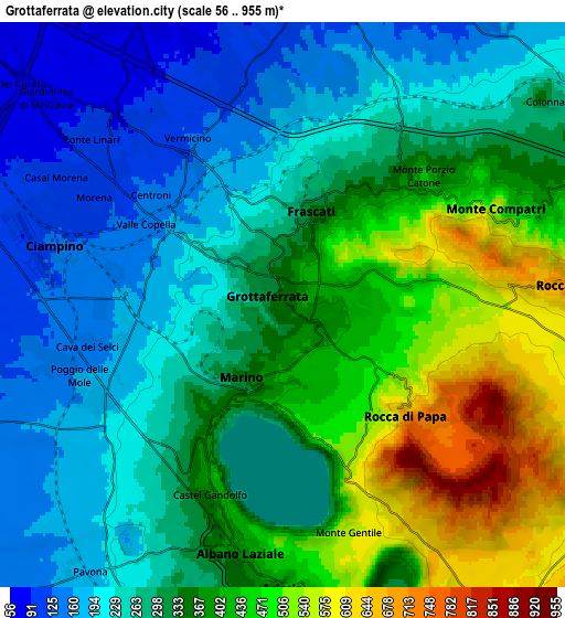 Zoom OUT 2x Grottaferrata, Italy elevation map