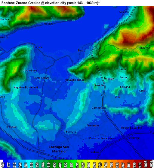 Zoom OUT 2x Fontane-Zurane-Gresine, Italy elevation map