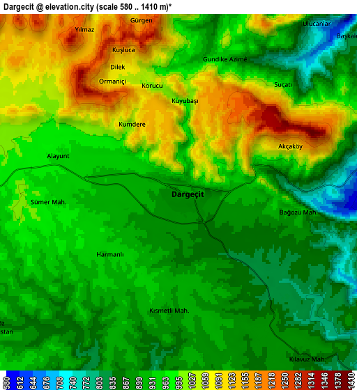 Zoom OUT 2x Dargeçit, Turkey elevation map