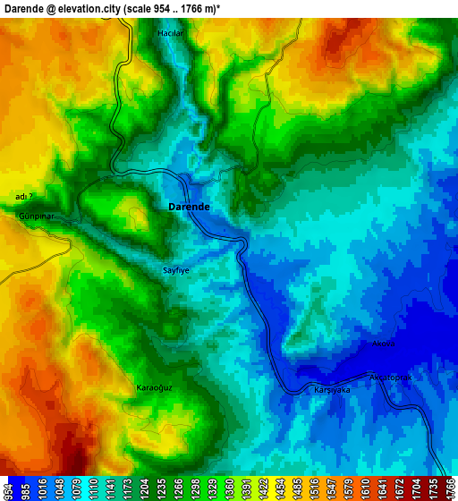 Zoom OUT 2x Darende, Turkey elevation map