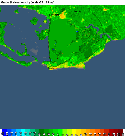 Zoom OUT 2x Grado, Italy elevation map