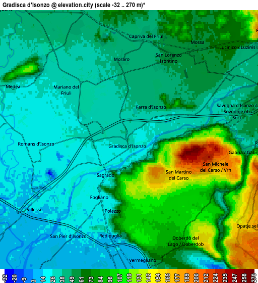 Zoom OUT 2x Gradisca d'Isonzo, Italy elevation map