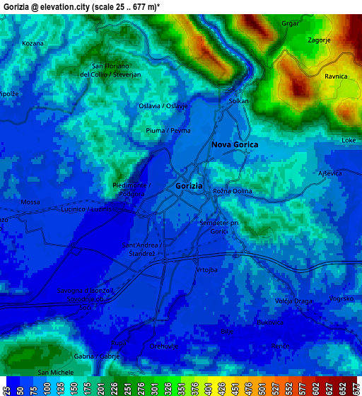 Zoom OUT 2x Gorizia, Italy elevation map