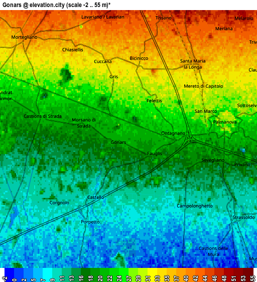 Zoom OUT 2x Gonars, Italy elevation map