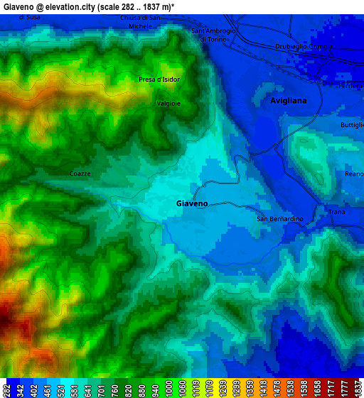 Zoom OUT 2x Giaveno, Italy elevation map