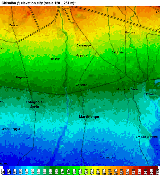 Zoom OUT 2x Ghisalba, Italy elevation map