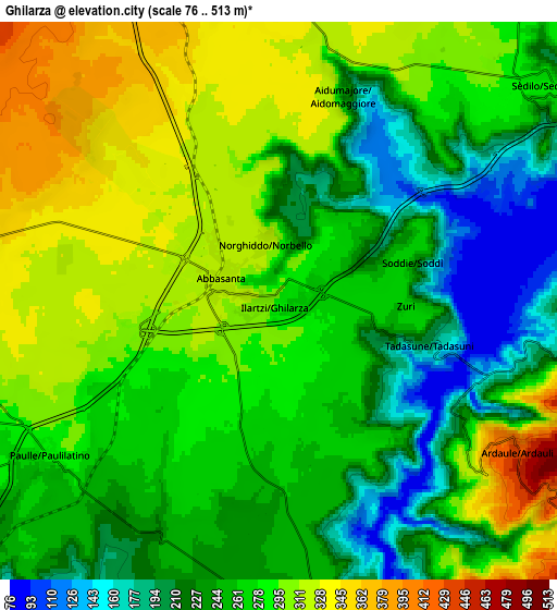 Zoom OUT 2x Ghilarza, Italy elevation map