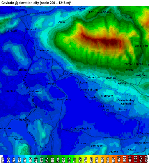 Zoom OUT 2x Gavirate, Italy elevation map
